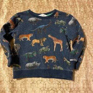 HM animal dinosaur motif sweatshirt crew navy